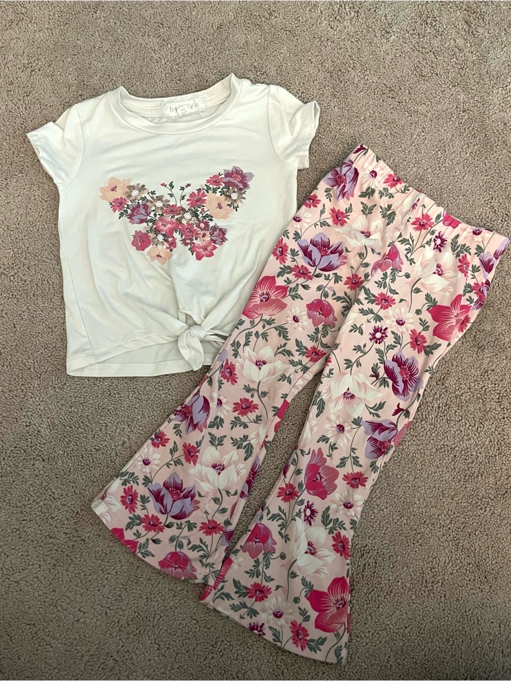 Btween - Girl’s Floral Two-Piece Outfit Set - Pink Floral